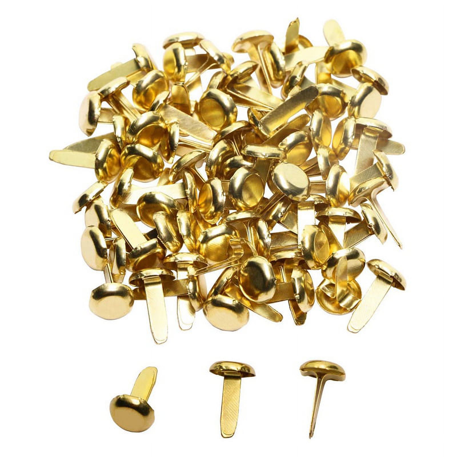 1/2 inch Brass Paper Fasteners, Mini Paper Fasteners for Handicraft Projects, Decorative DIY Supplies, 8 x 14 mm (Gold), Men's